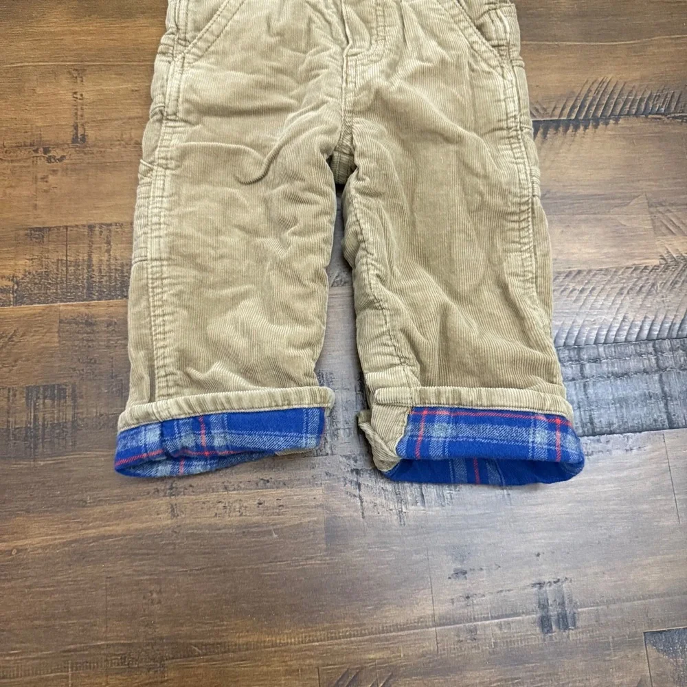 OshKosh Corduroy Overalls Plaid Flannel Lined Cuffed Bottoms Adjust. Straps 18M‎